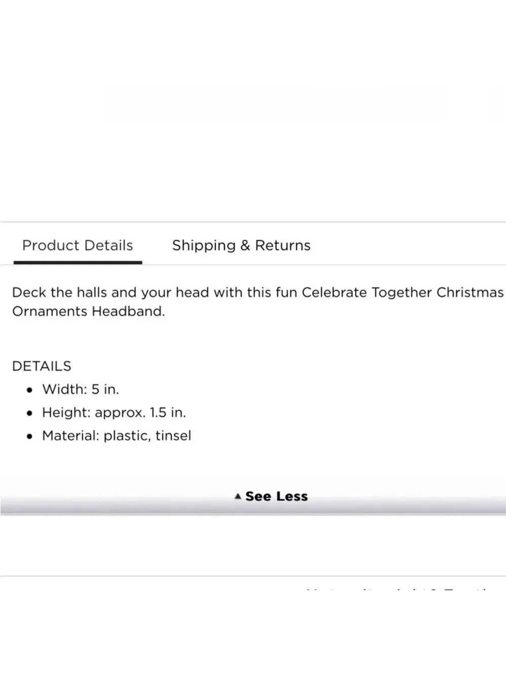 Celebrate Together from Kohls Christmas Ornament headband new